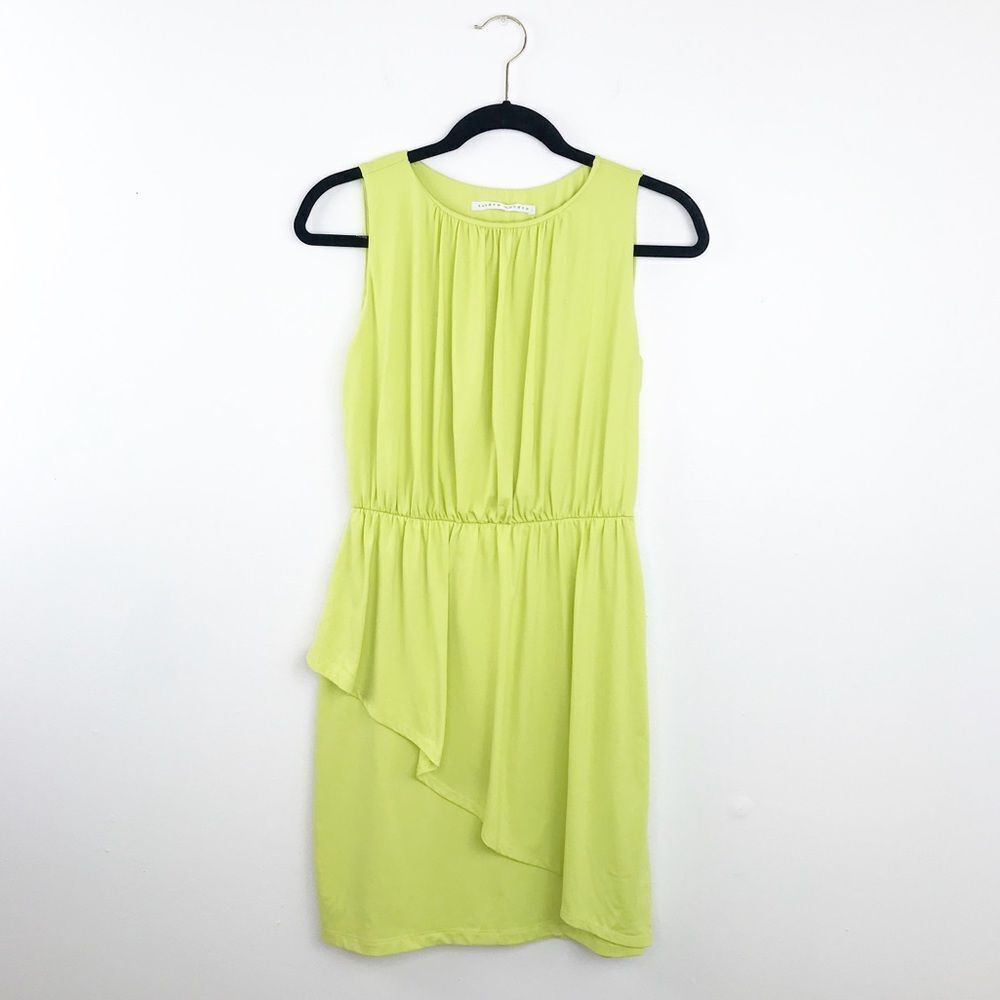 Susana Monaco neon yellow sleeveless‎ ruffle mini dress